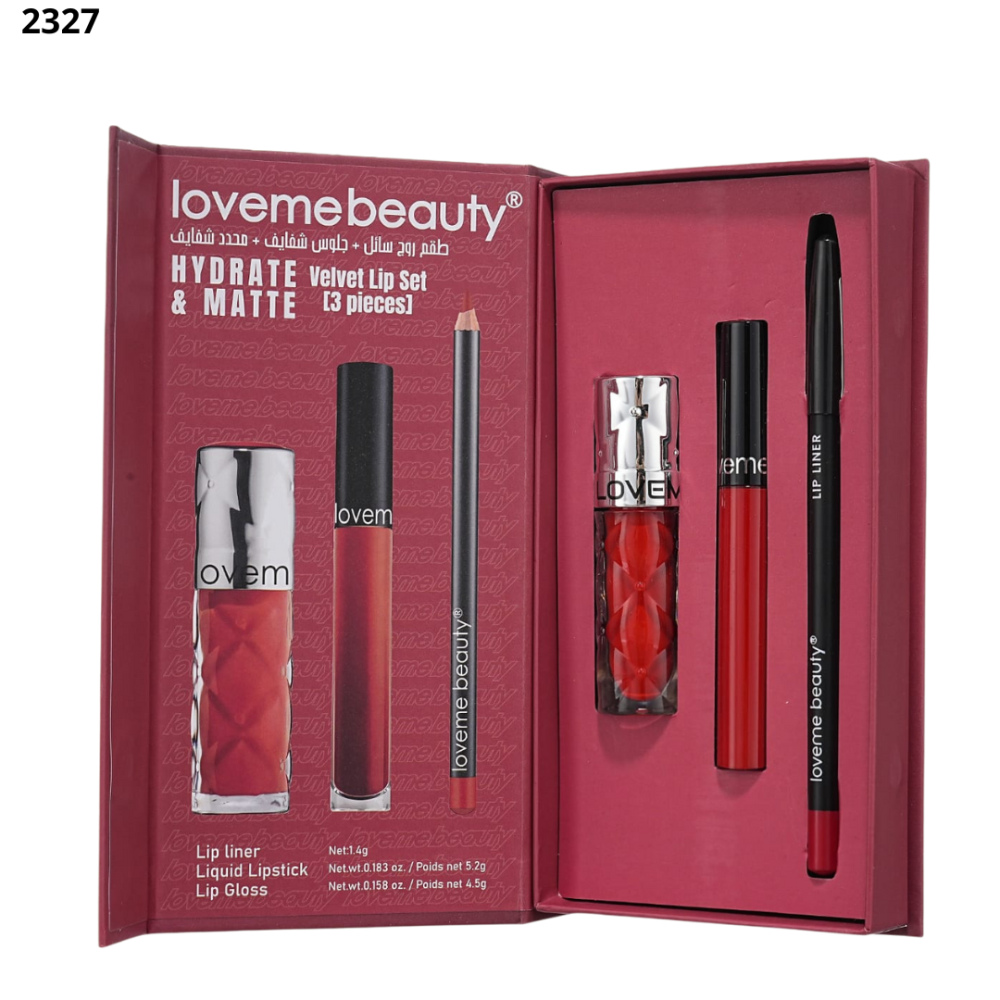 Lovemebeauty بكج روج+ جلوس + محدد شفايف07